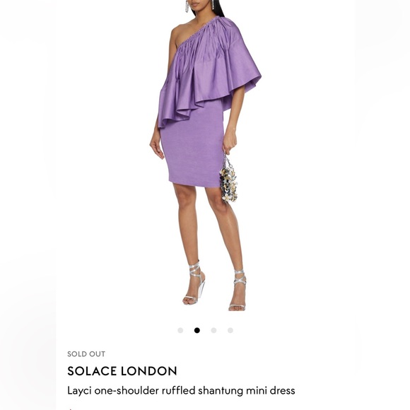 NWT SOLACE LONDON, Layci one-shoulder ruffle shantung lav dress, Sz 4 - Picture 5 of 14